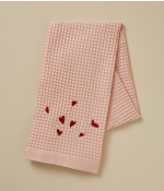 Jolis Cœurs Pink Embroidered Waffle-Weave Towel