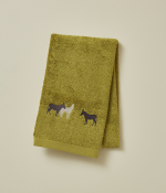 Embroidered towel 50x100 RDV au pré olive