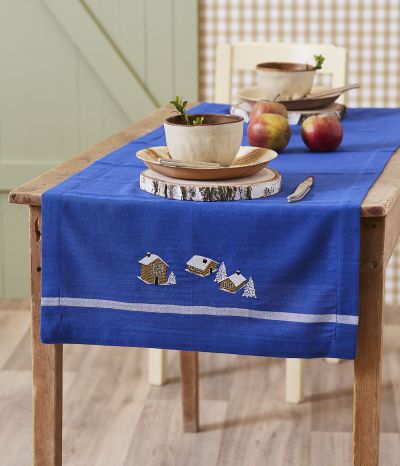 Table runner 50x150 Au coeur de la vallée bleu