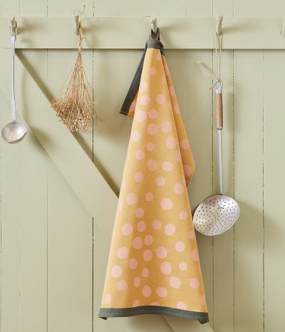 Tea towel Polka mandarine