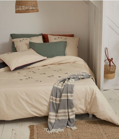 Embroidered bed set Marée basse