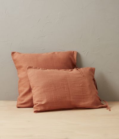 Orange terracotta stone washed linen