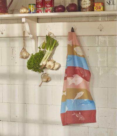 Tea towel Le grand bain rose