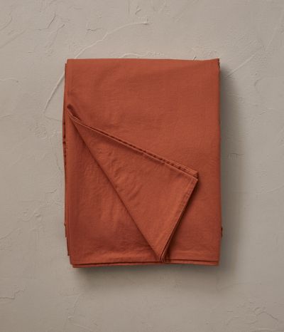 Washed percale duvet cover Orange Argile
