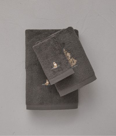Cache sommier coton gris granit 160x200 - Sylvie Thiriez