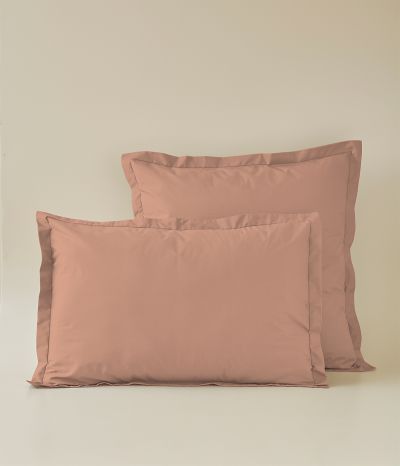 Peach pink percale pillowcase
