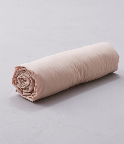 Washed percale fitted sheet rose nude