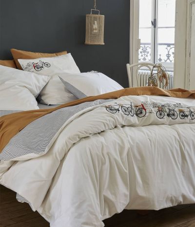 Drap housse Budapest blanc satin jacquard 140x190 - Sylvie Thiriez