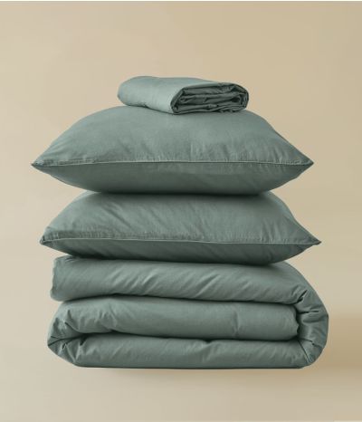 Washed percale Vert sauge