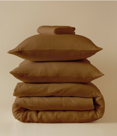 Bedding set linen lyocell moka