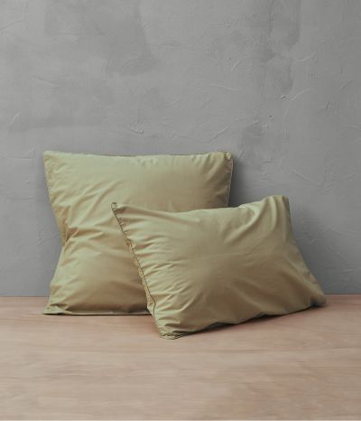 Washed percale pillowcase grass green