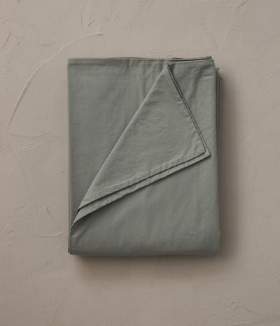 Washed percale duvet cover Vert sauge