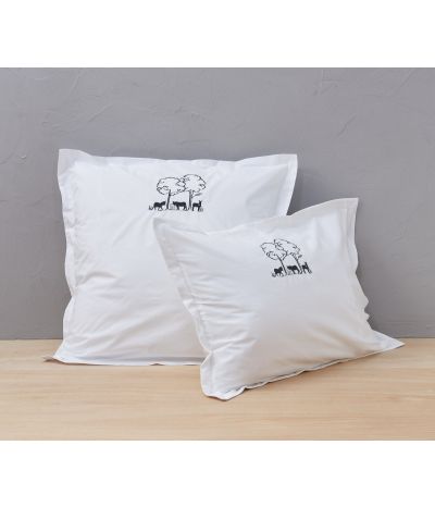 Embroidered pillowcases Cévennes blanc craie