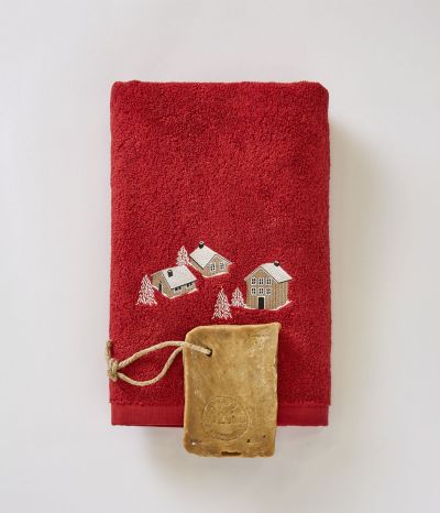 Drap de douche fantaisie AU coeur de la vallée red