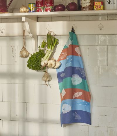 Tea towel Le grand bain blue