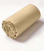 Wheat beige percale fitted sheet