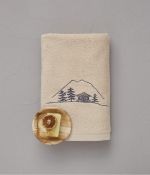 Embroidered shower towel 70x140 cm Chalets seed beige