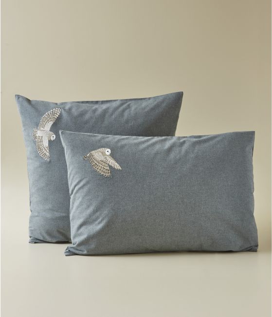 Embroidered flannel pillowcase