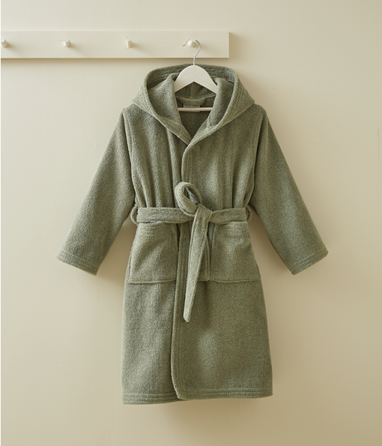 Peignoir éponge enfant  Vert vétiver 6 ANS