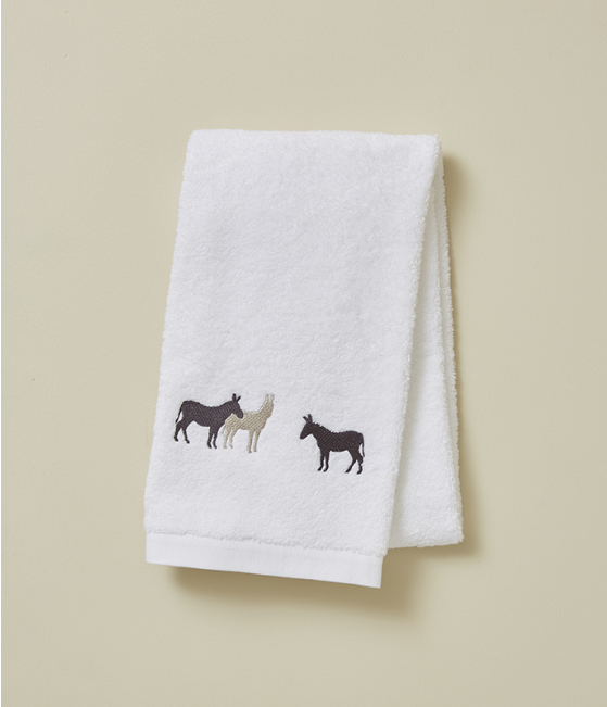 Embroidered towel 50x100 RDV au pré blanc