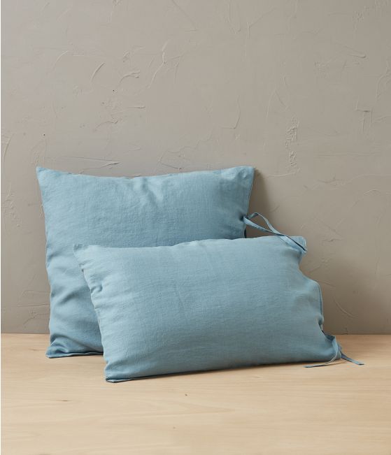 Blue cap stone washed linen pillowcase