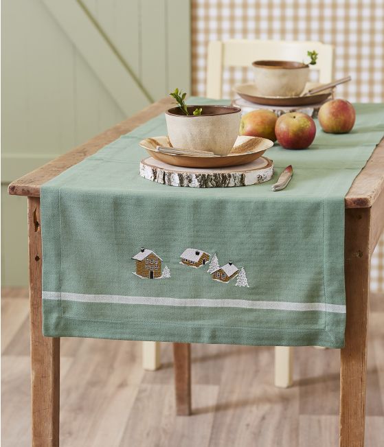 Table runner 50x150 Au coeur de la vallée vert