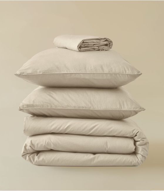 Washed percale Beige épeautre