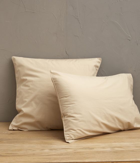 Lot de 2 taies percale lavée Beige épeautre 50x70