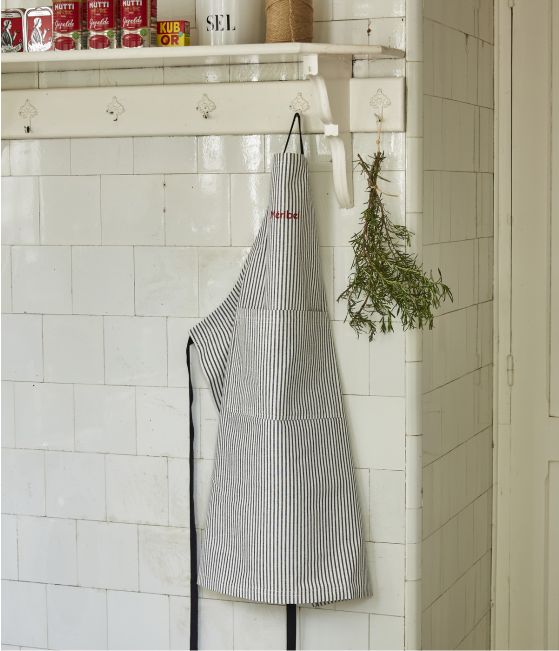 Aux petit oignons triped apron