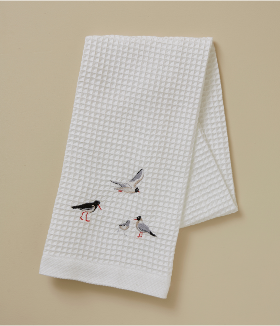 Marée Basse Embroidered Washed Honeycomb Towel