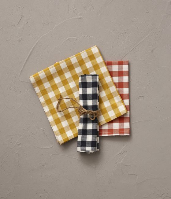 Check napkin Fifty fifty pêche