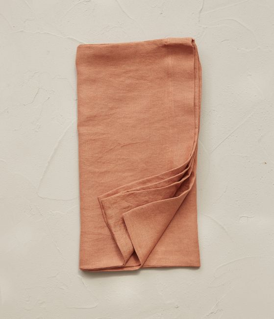 Orange terracotta stone washed linen bolstercase