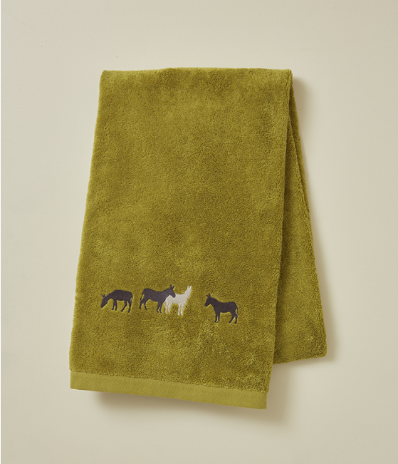Embroidered bath sheet 70x140 RDV au pré olive