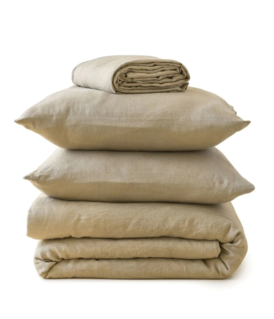 Beige malt stone washed linen