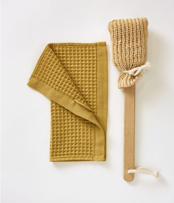 Hand towel honeycomb 30x30 cm Bain de minuit yellow