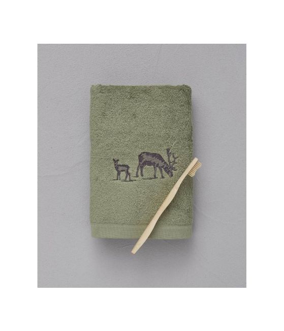 Embroidered towel 50x100 cm Highlands vetiver green