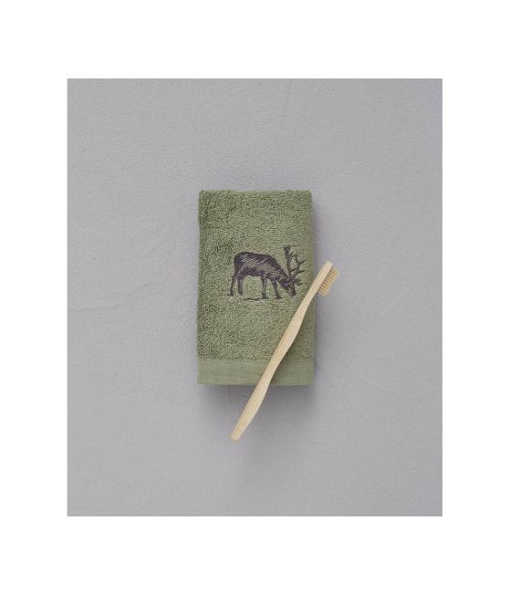 Embroidered guest towel 30x50 cm Highlands vetiver green