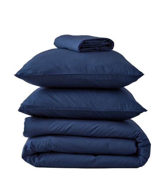 Washed percale Bleu de chauffe