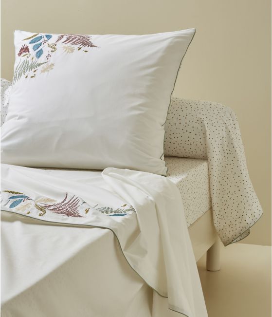 Embroidered bed sheet Sous-bois