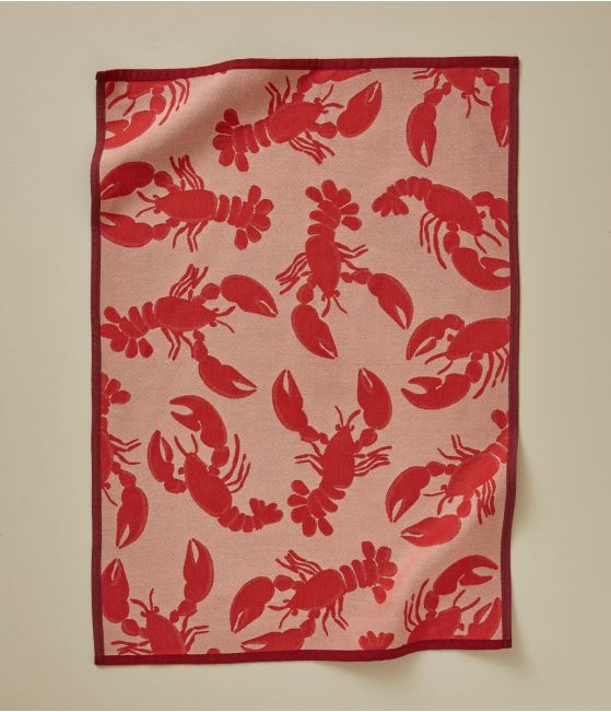 Tea towel Bonne pêche rouge