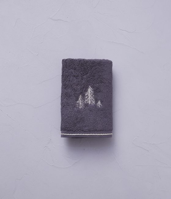 Embroidered towel 50x100 Peaks lauze gray
