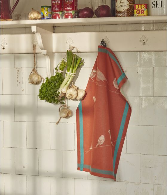 Tea towel Sur un fil orange