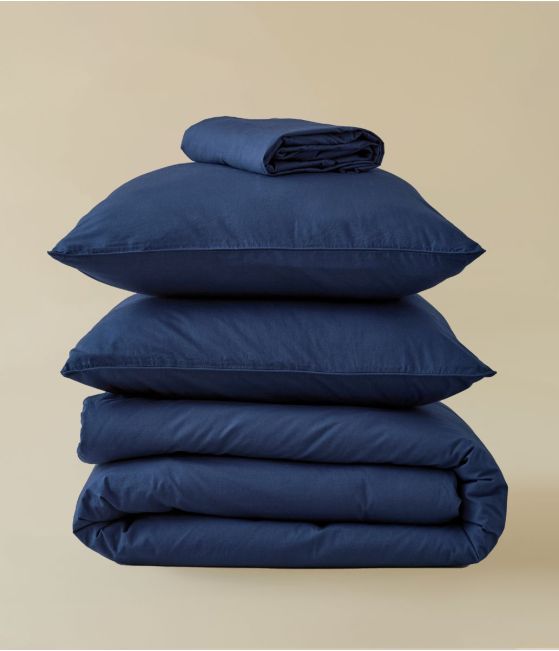 Washed percale Bleu de chauffe