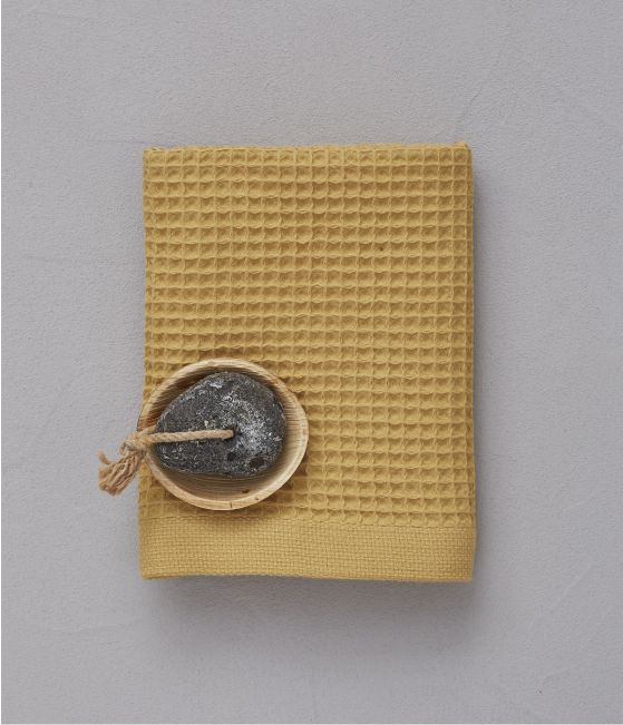 Honeycomb towel 50x100 cm Bain de minuit yellow