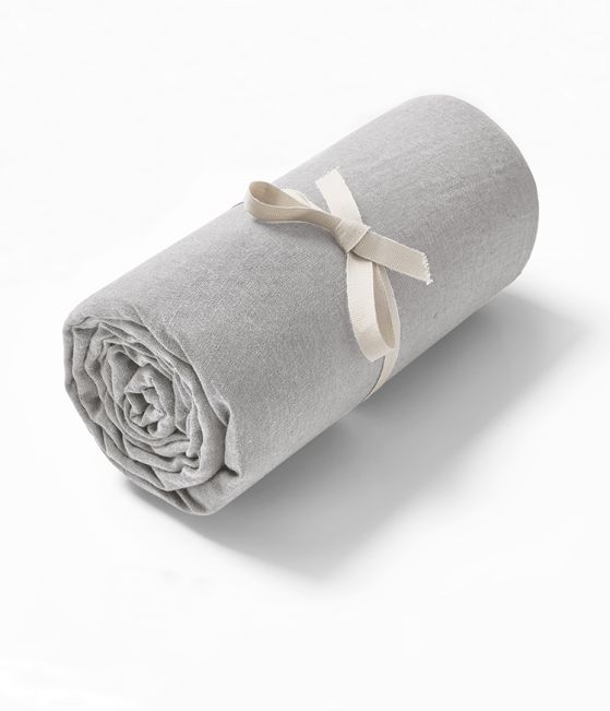 Grey linen fitted sheet Plume