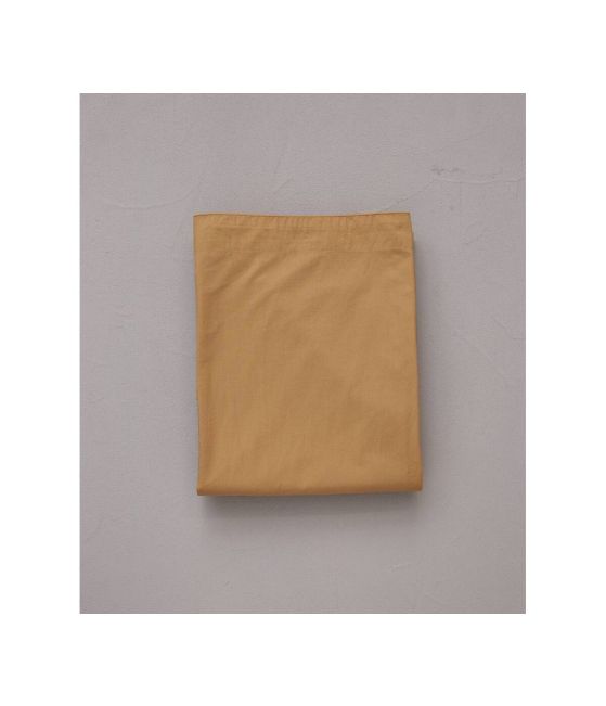 Washed percale flat sheet wax brown 180x290 cm