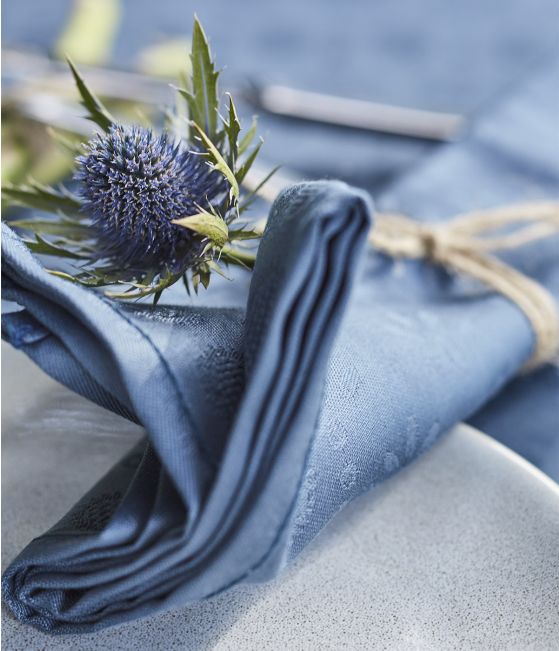 Ink blue damask napkin Eloges