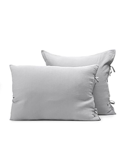 Grey linen pillowcase Plume