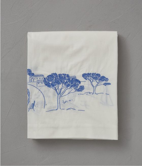 Embroidered flat sheet Journée à la mer