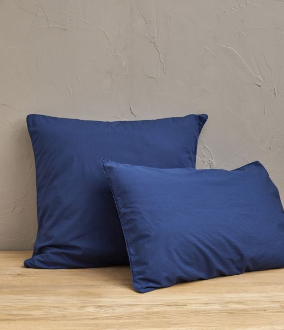 Washed percale Bleu de chauffe